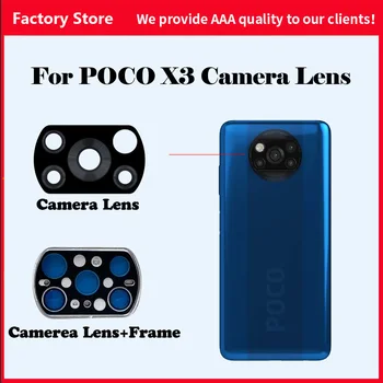 Оригинальный стеклянный объектив задней камеры с рамкой для ремонта мобильных телефонов Xiaomi POCO X3 с NFC глобальной версии Poco X3
