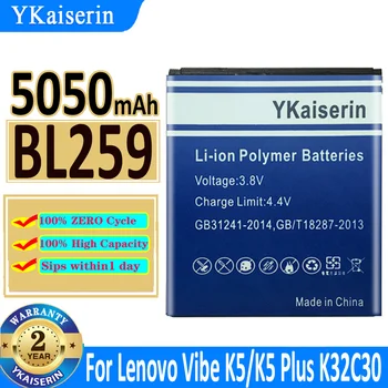 YKaiserin Аккумулятор BL 259 BL259 5050 мАч для Lenovo Vibe K5 K5/K5 Plus K5Plus/A6020 A6020A40 A6020A46 Batteria + Номер для отслеживания