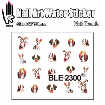 1 лист изделия для ногтей BLE2300 Наклейка для переноса воды с мультяшной собакой Big Eye Dog Наклейка для обертывания ногтей