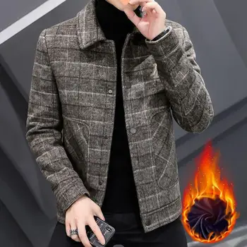 Теплое пальто мужское плотное пальто-кардиган с вышивкой в стиле пэчворк на осень-зиму с отложным воротником однобортного дизайна для мужчин